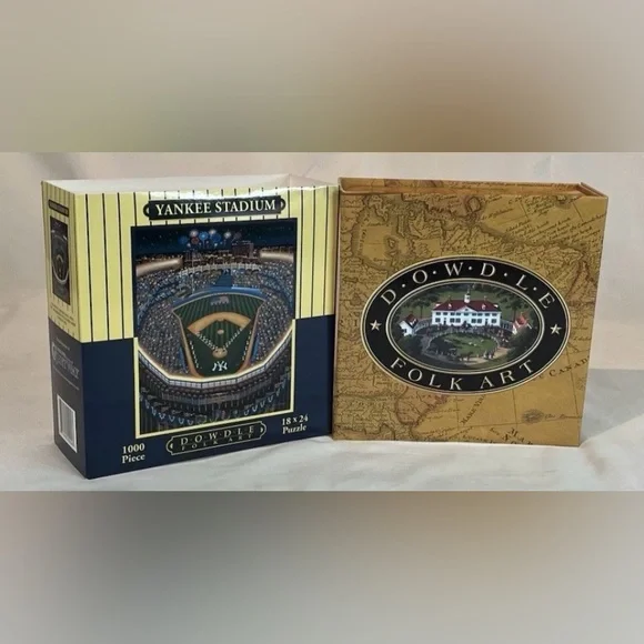 Dowdle Folk Art 1000 Piece Jigsaw Puzzle YANKEE STADIUM Baseball 18x24” w/Puzzle - Picture 2 of 16